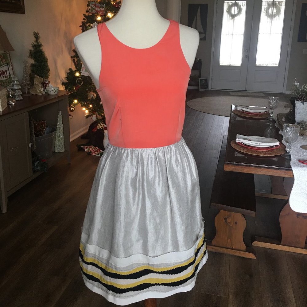 Sachin & Babi tank-ruched trim orange silver SZ 0